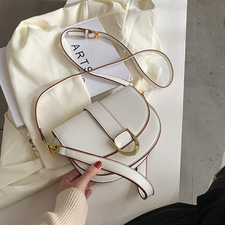 Ins french autumn and winter new texture bag women's saddle bag retro single shoulder armpit bag simple crossbody bag for women