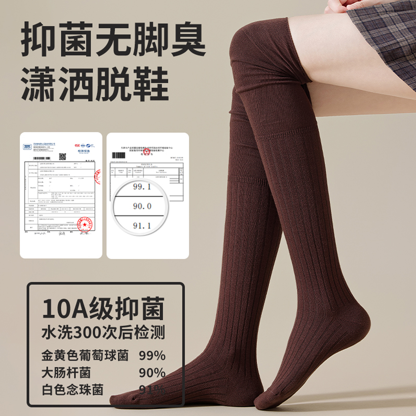 女士小腿过膝堆堆袜秋冬吸汗透气10A抑菌防臭jk百搭保暖中长筒袜 - 图3