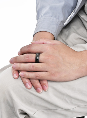 8mm弧面维京文字钨钢戒指北欧海盗卢恩符文时尚个性钨金饰品批发