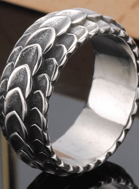 钛钢戒指朋克风复古龙纹