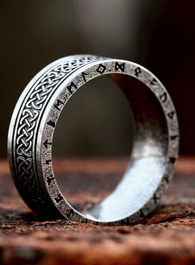 ROCK PUNK潮牌维京凯尔特结戒指霸气男士欧美个性高级感单身指环