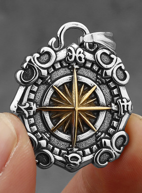 欧美星海罗盘钛钢吊坠