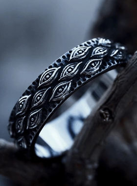 ROCK PUNK潮流男士上帝之眼戒指复古眼睛指环新款朋克做旧手饰品