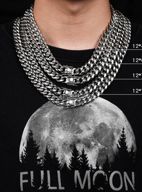 ROCK PUNK潮牌嘻哈古巴加密个性时尚项链钛钢龙头扣男女简约挂链