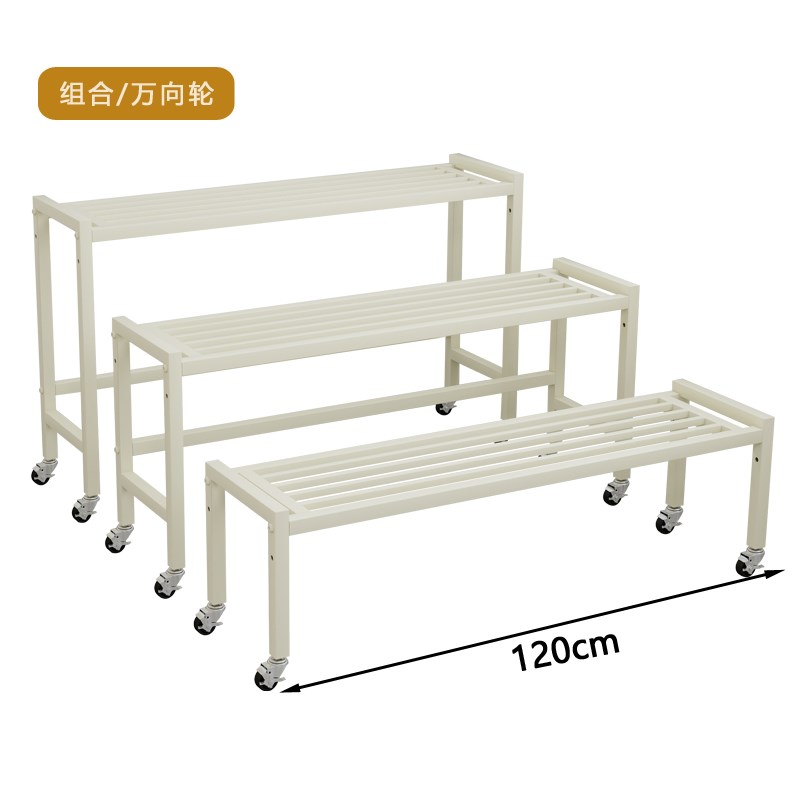 室内花架阳台置物架铁艺多层阶梯式移动带轮客厅落地式植物花盆架 - 图1