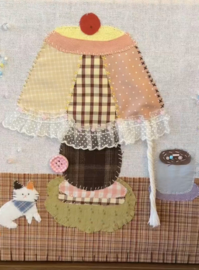 ins风可爱卡通餐边柜挂画温馨治愈壁画台灯猫咪装饰画中古风