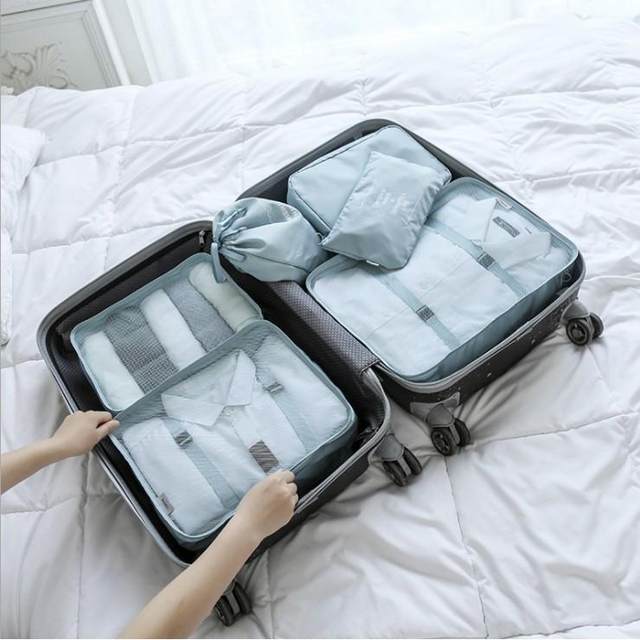 Travel storage bags, suitcases, clothing packaging and sorting bags sets, travel classification, portable grid storage bags