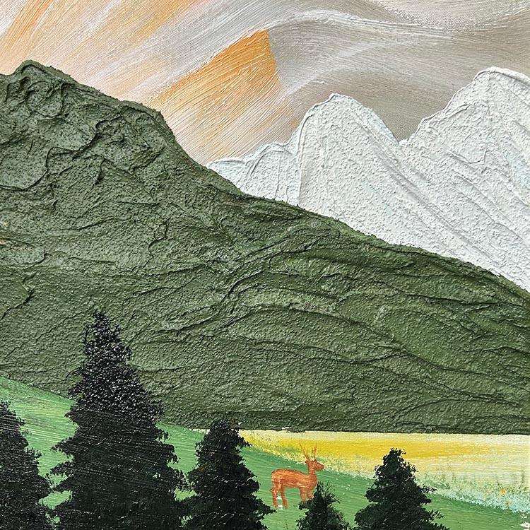 大芬村纯手绘油画抽象日照金山厚肌理组合装饰画客厅挂画 - 图0