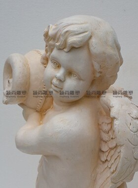 欧式男孩天使扛罐流水喷泉加湿器水景水池鱼池装饰品站立人物摆件