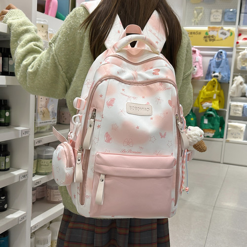 新款ins风高颜值初中生女大容量书包小学生三到五六年级儿童背包 - 图1
