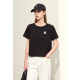 Amii2025 new summer style versatile round neck letter print black technology antibacterial T-shirt women's loose short-sleeved top