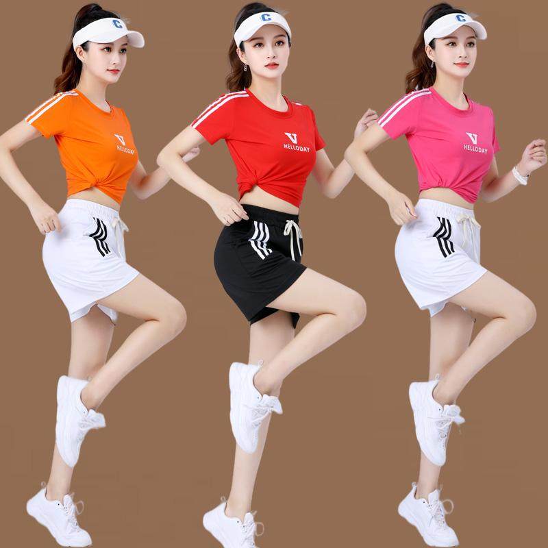 鬼步舞服装新款夏季团体广场舞时尚运动短袖短裤套装健身操跳舞服,淘宝优惠券,粉丝福利购,淘宝优惠卷