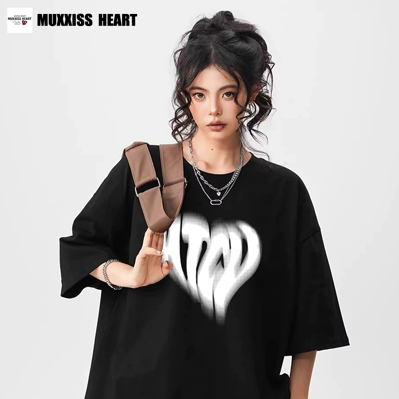MUXXISS HEART/麦克斯桃心官网联名短袖t恤情侣夏季潮流半袖上衣