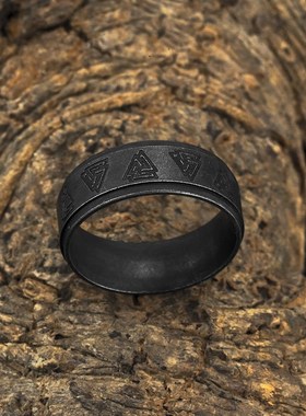 极速Nordiec Viking Odin Rune Simple Titanium Steel Ring Euro