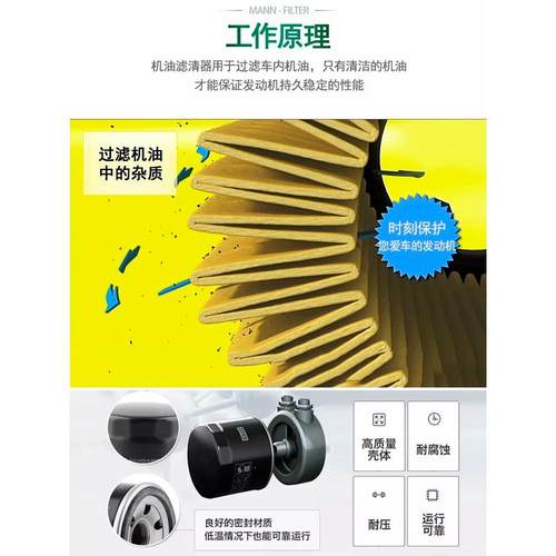 曼牌机油滤芯适配吉利金刚X3远景X6豪越星瑞缤越博瑞GL帝豪GS嘉际 - 图1