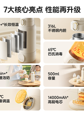 细萌316不锈钢恒温调奶杯