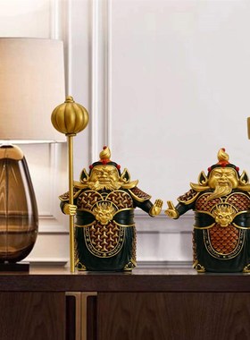 极速新中式护宅门神哼哈二将摆件办公室客厅入户玄关门Y口柜子装