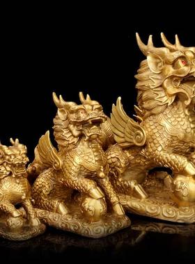 极速l铜麟麒摆h件铺一对纯铜大小号客厅卧室财麒麟摆件家居饰品店