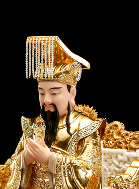 极速汉白玉石f雕玉皇大帝神像王母娘娘贴金玉帝王母佛像家用供奉