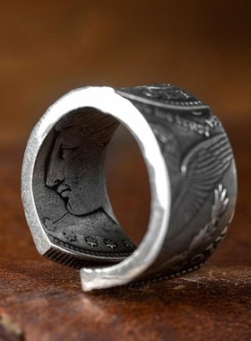 极速Handmade Coin Transformation Ring for men Retro XOpen Ri