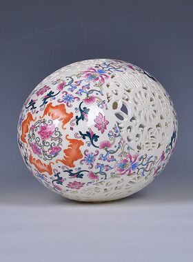 极速景德镇陶瓷器 镂空瓷雕v 粉彩象牙瓷工艺品摆件  家居现代装