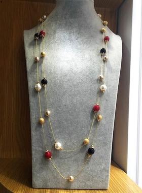 极速Multi Layers Colorful Beads Chain Long NePcklaces & Pend