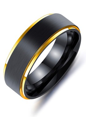 极速厂家 钛钢戒指 欧美男士钛钢饰品 七彩黑金拉.沙电镀戒指