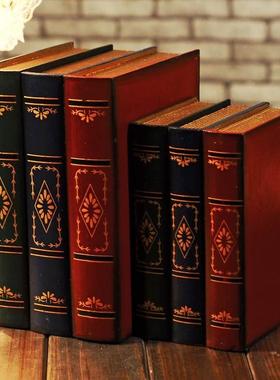 极速l室欧式复古钥匙收纳书道具假办公装饰书P摆件样板间仿盒真书