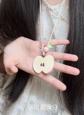 甜美风粉色苹果陶瓷项链
