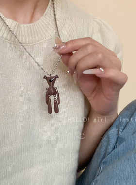 憨豆先生咖色泰迪小熊项链