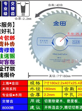 金田专业级木用合金锯片4681012寸木工手提锯推台锯电圆锯片