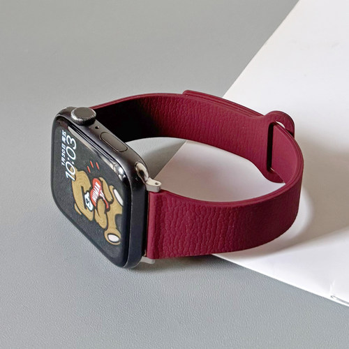 壳里斯iwatch表带S11小蛮腰荔枝纹硅胶磁吸SE3适用S10苹果applewatch华为GT6手表FIT4红米watch5小米9pro新款 - 图0