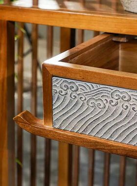 汉韵堂实木置物架客厅茶室展示架摆件室内多功能流水装饰储物底座