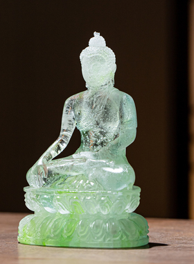 家用客厅佛堂寺庙供奉桌面装饰茶道摆件古法琉璃阿弥陀佛菩萨佛像