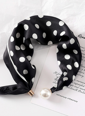 2026新款贝珠项链女系脖磁吸扣丝巾春夏薄款时尚百搭护颈长巾颈带