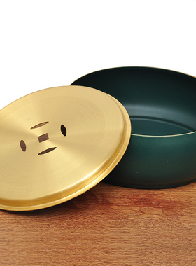 铜茶洗带盖大号家用复古禅意水盂功夫茶具配件茶洗盆建水笔洗杯洗