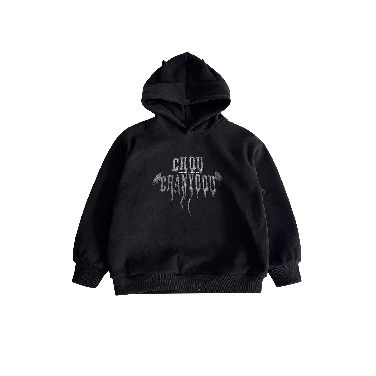 童酷2025男童冬款立体小角恶魔印花帅气连帽一体绒加厚儿童卫衣潮 - 图3