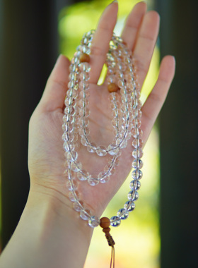普陀山正品纯净体天然白水晶念珠