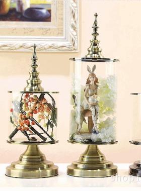 欧式创意玻璃工艺品透明装饰摆件简约客厅样板房家居餐桌干花摆设