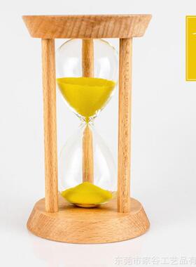 厂家直销原木三柱圆形计时器沙漏创意摆件木质时间沙漏计时器