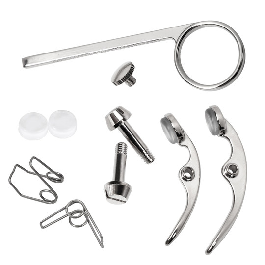 Pluma B trompeta plana instrumento de latón colección de accesorios de reparación válvula de drenaje de llave universal hebilla de botón de soporte de resorte