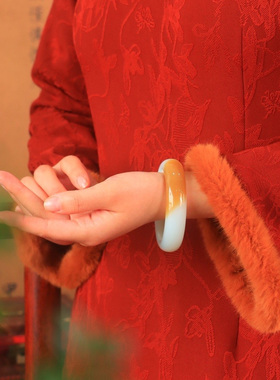 新疆和田玉糖白玉手镯平安镯保真