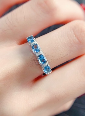 国际标准用银女戒指托帕石