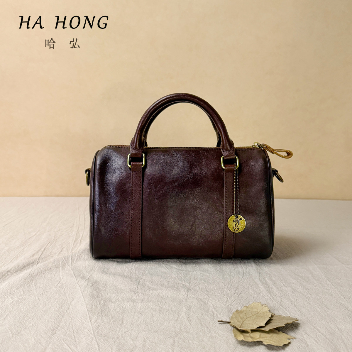 头层牛皮波士顿包包日常斜挎包复古大气简约简约手提单肩包包女款,淘宝优惠券,粉丝福利购,淘宝优惠卷