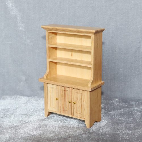 1:12娃娃屋dollhouse迷你家具微缩食玩模型 原木色三门立式柜子 - 图1