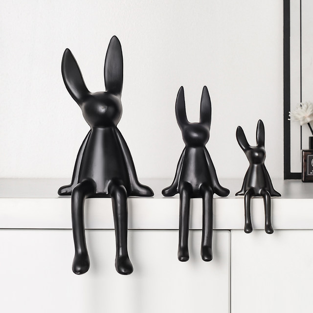 Nordic style matte ceramic long-eared rabbit ornament