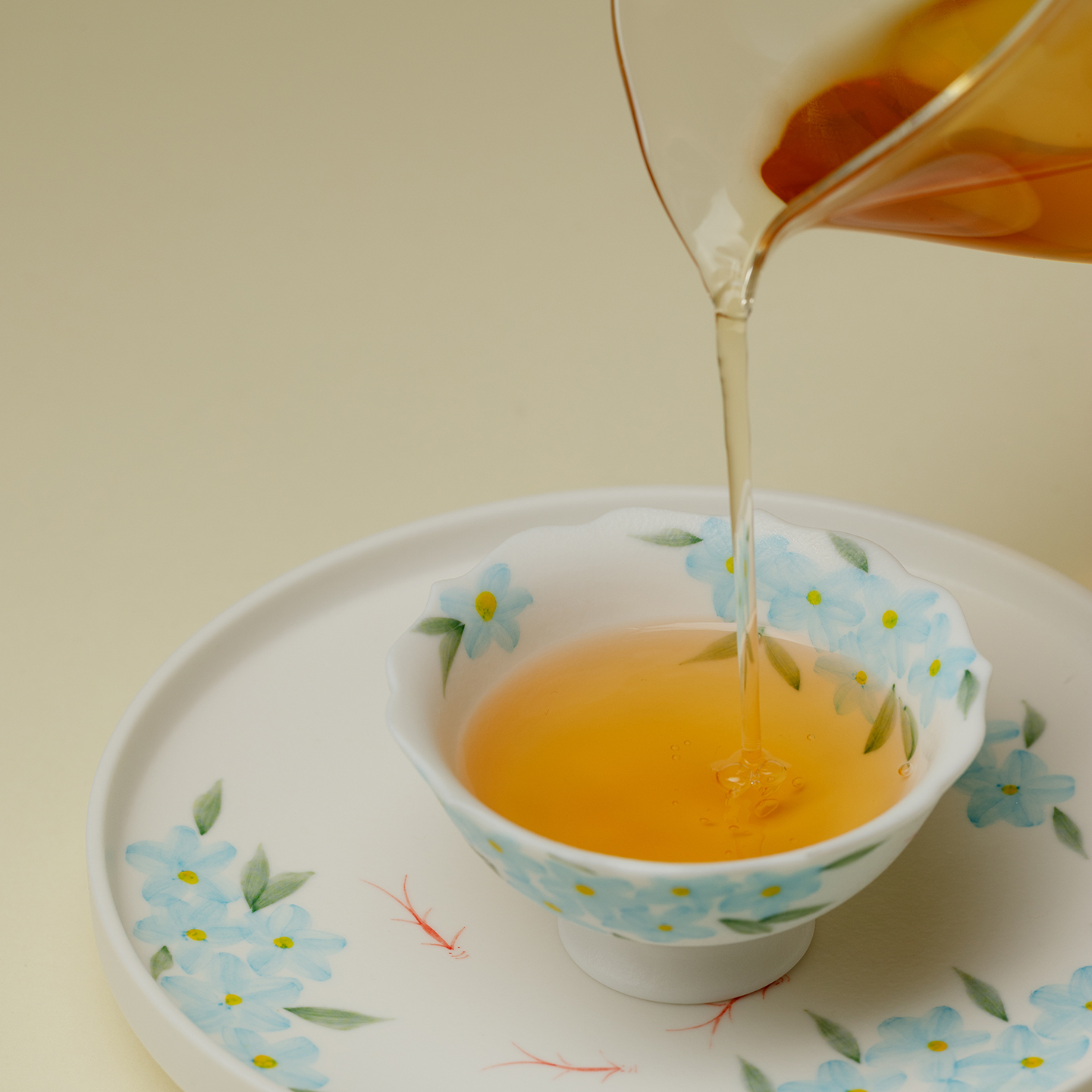 梵汝手绘花影游鱼干泡盘釉下彩手工陶瓷壶承创意高端茶台茶盘托盘 - 图3