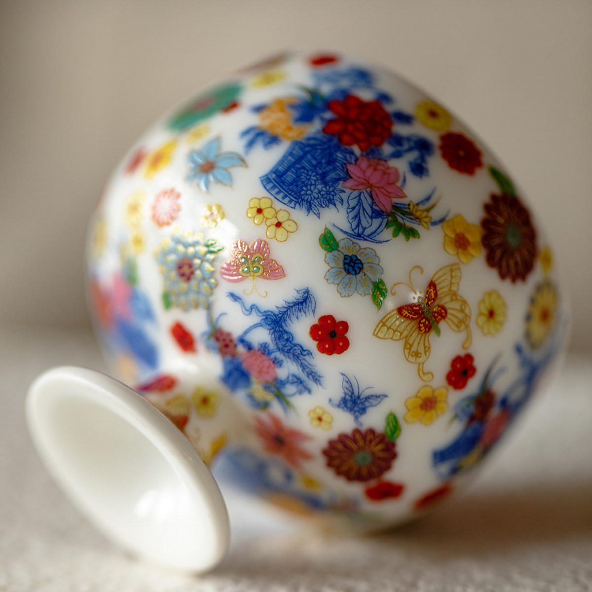 梵汝景德镇粉彩高足主人杯高颜值精致绘梦繁花茶杯高端陶瓷品茗杯,淘宝优惠券,粉丝福利购,淘宝优惠卷