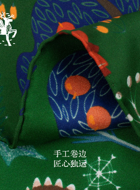 棠鹿桑蚕丝小丝巾绿色清新小方巾