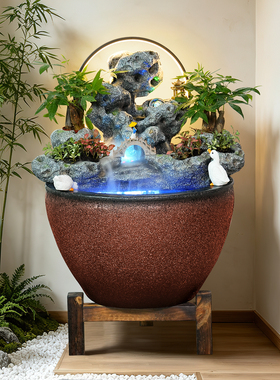 古法养鱼循环水流水摆件